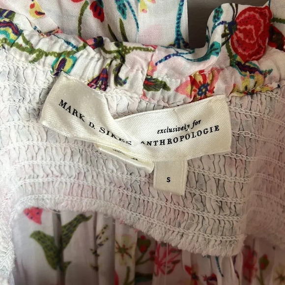 NEW Anthropologie By Mark D. Sikes Smocked Puff-Sleeve Dress Floral - Picture 12 of 16